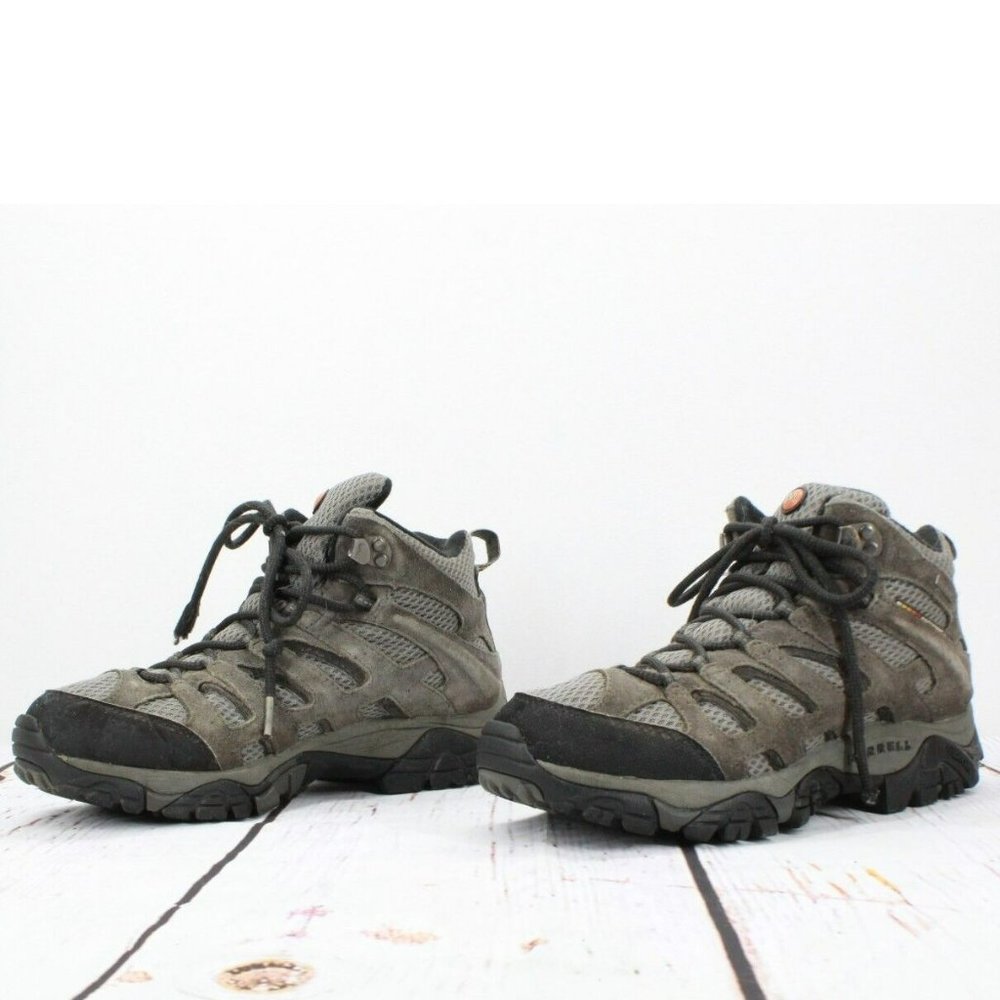 Merrell Beluga Gray Suede & Mesh Waterproof Vibram Sole Hiking Boots Size 7 - Picture 2 of 9